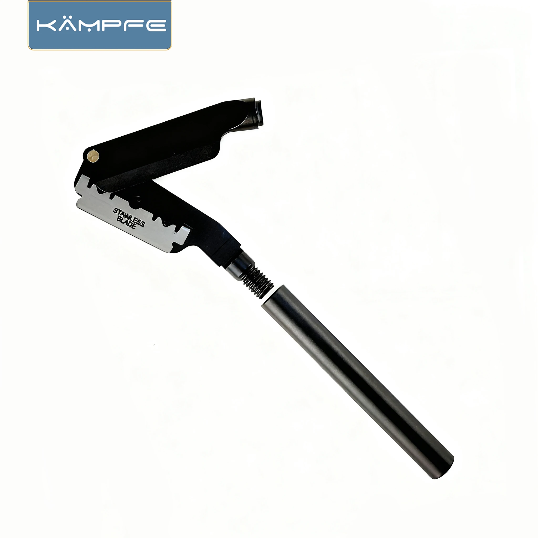 KAMPFE Aluminum Manual Safety CNC machined Straight Razor with 5 Replaceable Blades Gifts for men