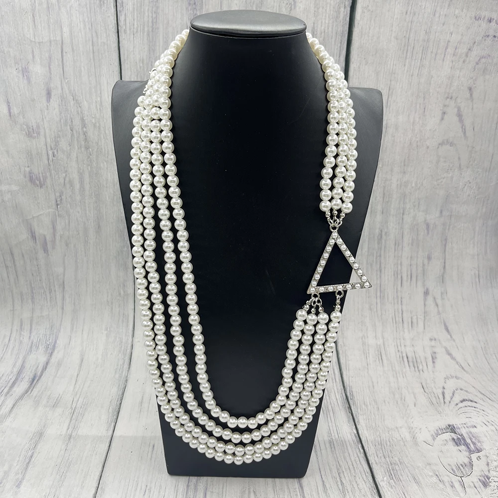 Delta New Design Multi-layer Pearl Pyramid Necklace