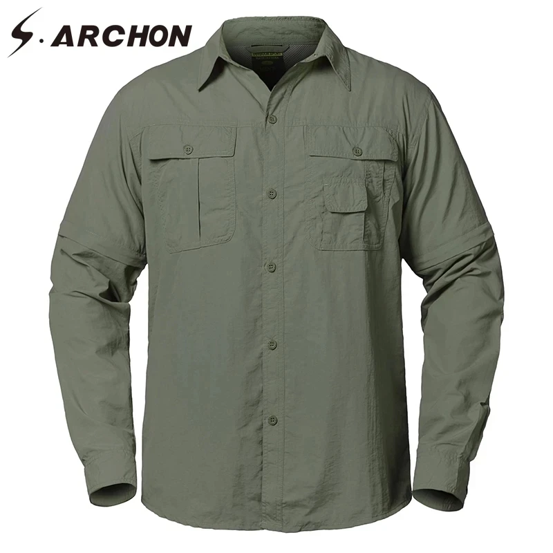 

Outdoor Summer Quick Dry Military Shirts Men Multi Pockets Tactical Cargo Shirt Male Spring Removeable Army Long Sleeve Shirts