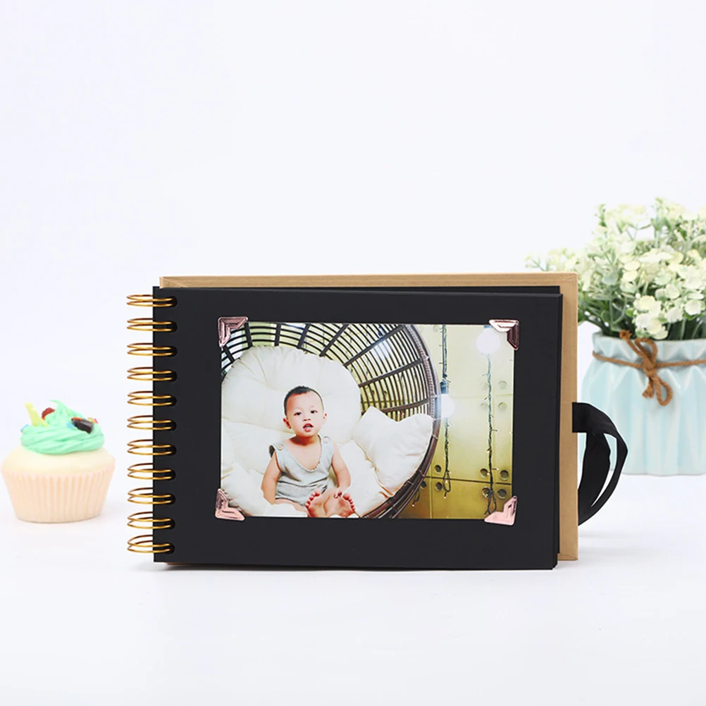 

Bow Ribbon Photo Album Bowtie Scrapbook Photograph Scrapbooking Picture DIY Black Page Handmade