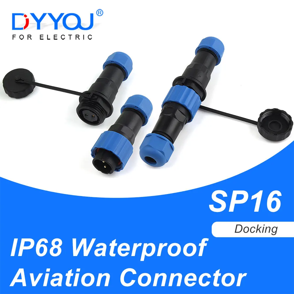 

IP68 SP16 Docking Aviation Connector Waterproof Male Plug And Female Socket 2/3/4/5/6/7/9 Pin Soldering Wiring Cable Connection
