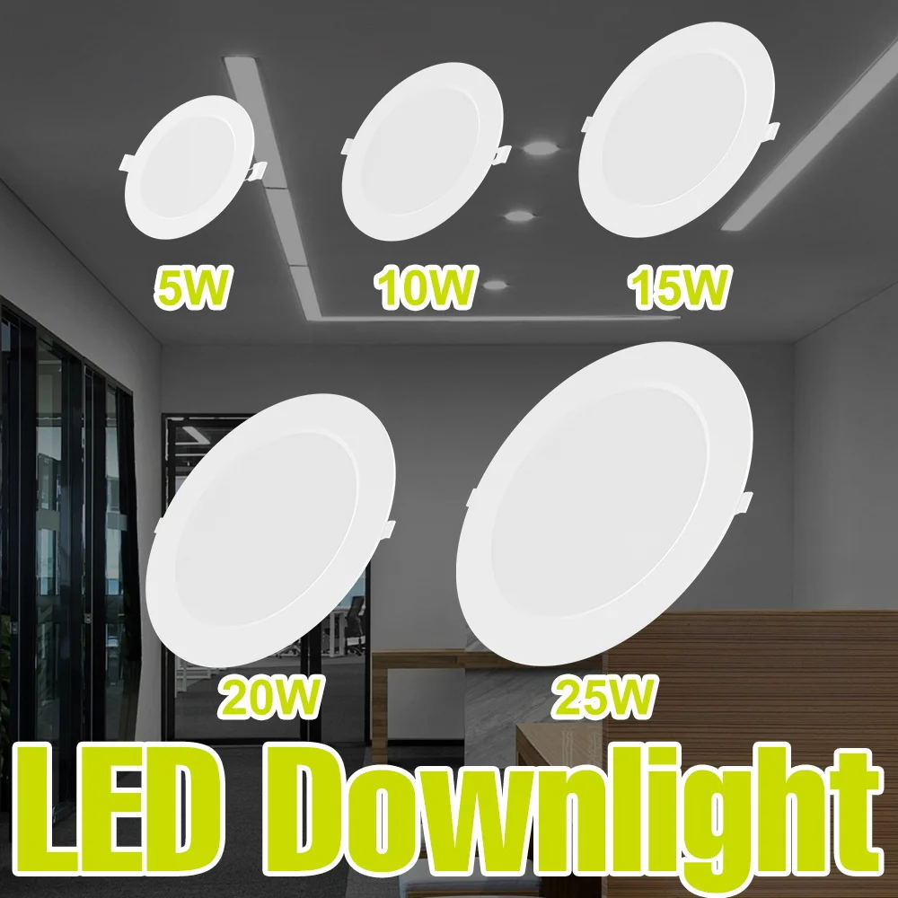 LED Downlight Round Recessed Ceiling Lamp Ultra Thin Panel Light 5W 10W 15W 20W 25W For Home Living Room Bedroom Lighting AC220V