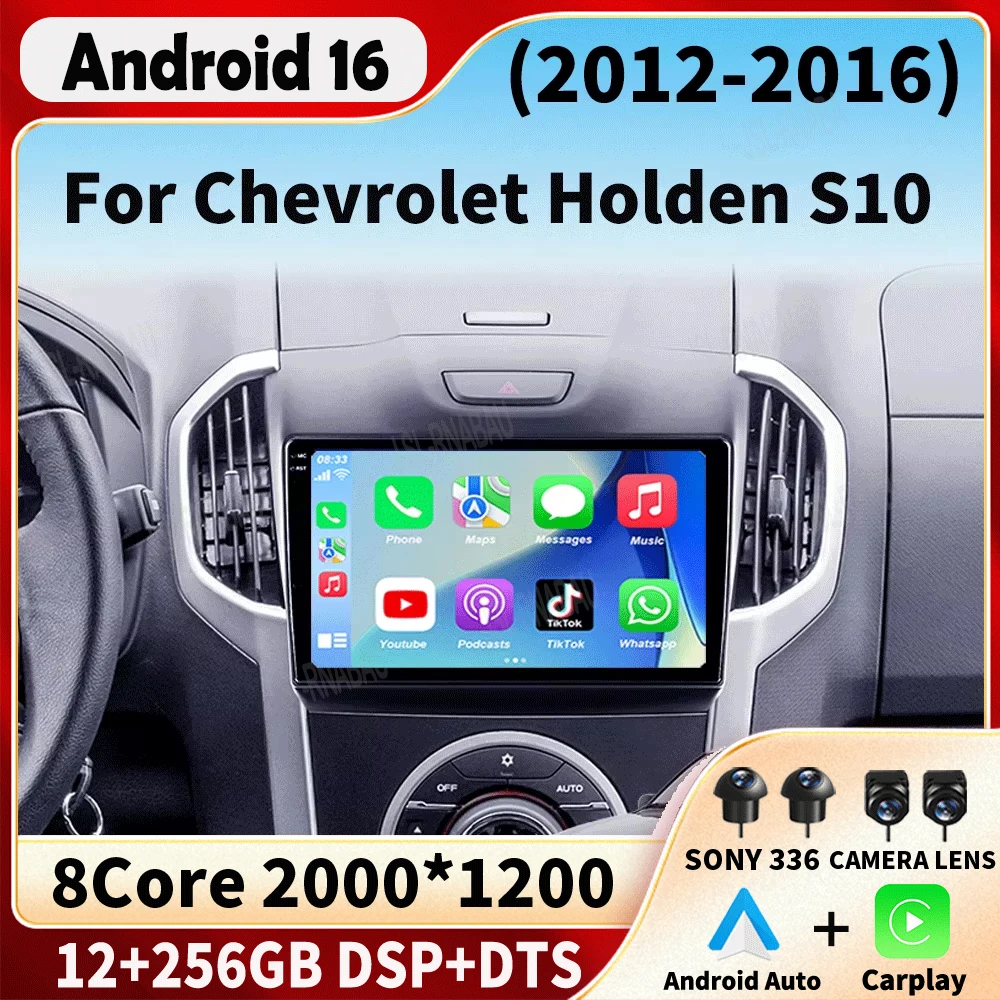 Radio Multimedia con GPS para Auto, Reproductor de DVD, Android 16 para Chevrolet Holden S10 TRAILBLAZER COLORADO ISUZU DMAX
