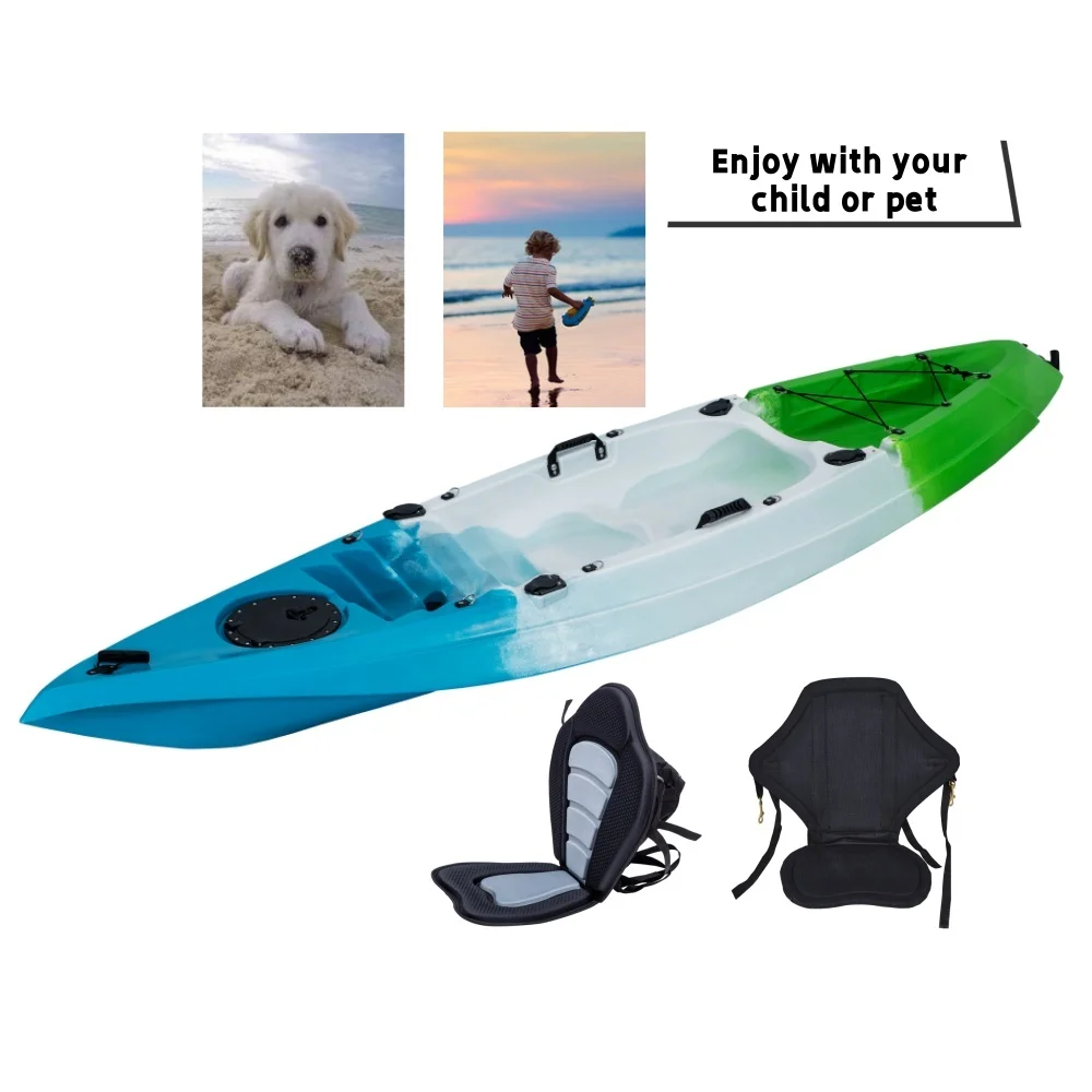 قارب صيد كاياك لشخصين بطول 10 أقدام، قارب تجديف بلاستيكي LLDPE بطول 3.1 متر مع مجداف لبحيرة النهر والترفيه العائلي في الهواء الطلق