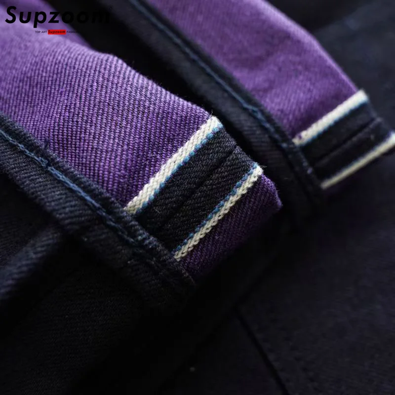 Supzoom 2025 nieuwe collectie hete verkoop topmode driehoek teken licht casual kleurblokkering denim vier seizoenen jeans heren