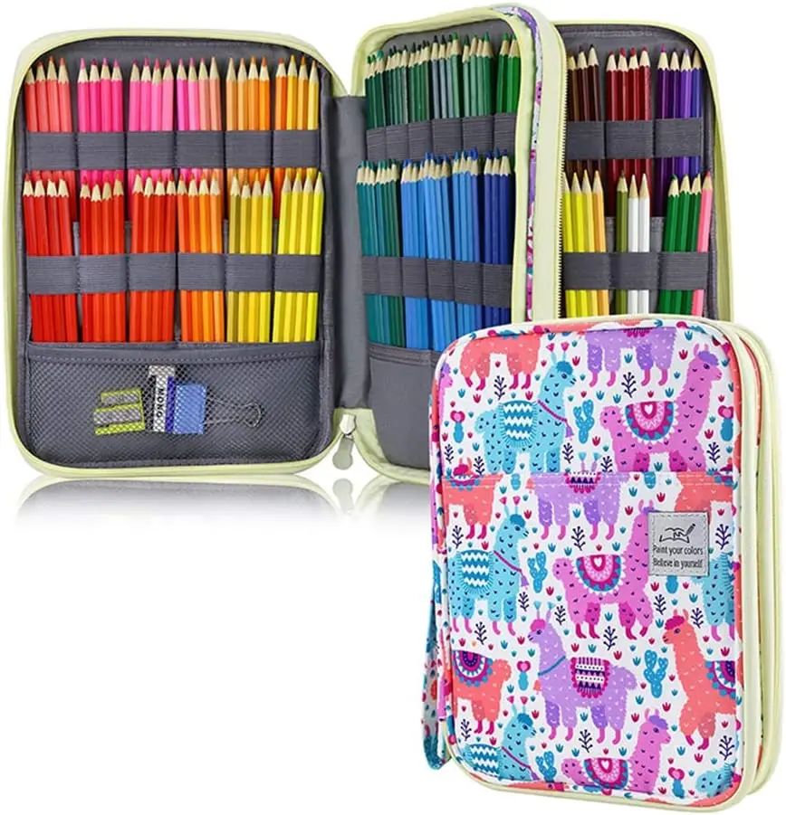 

(96/192 slots) Colored Pencil Case for Student & Artist, Large Capacity Pencil Holder with Zipper for Prismacolor Watercolor