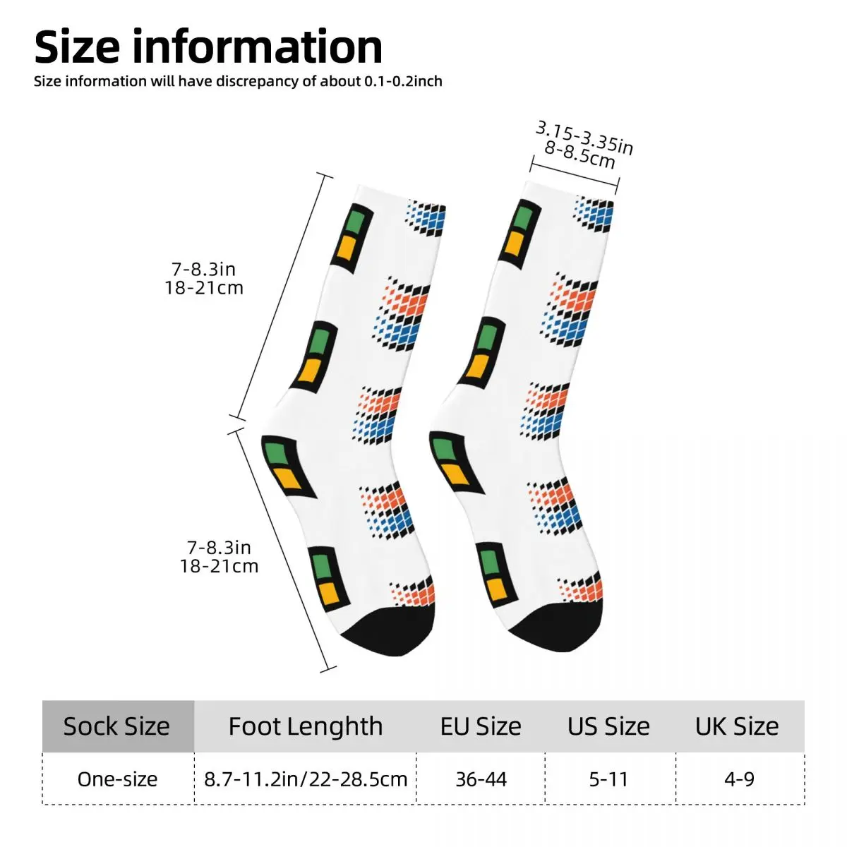 Windows 95 Logo_2 Windows 95 Computer System Accessories Unisex Winter Socks Hiking Happy Socks Street Style Crazy Sock