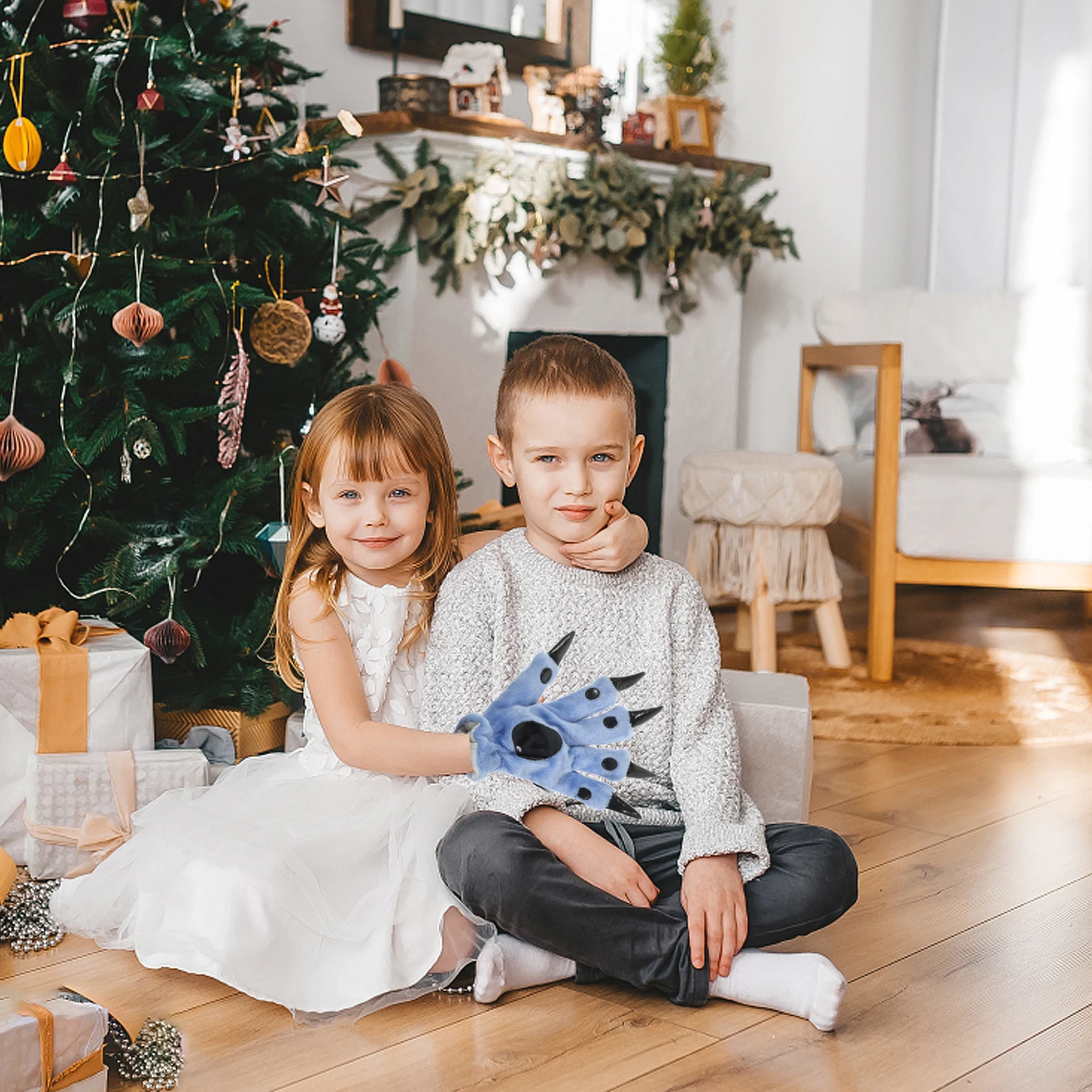 

Пара утолщенных теплых перчаток в виде динозавра с игривыми когтями, мягкие утепленные перчатки для костюмированных вечеринок, ролевых игр, реквизит для игр в роли