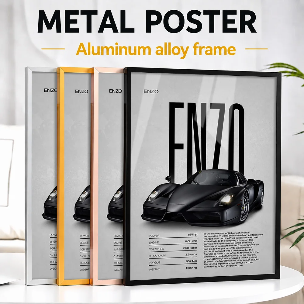 Italy Enzo Car Framed Metal Poster Personalized Photo Urban Motion Style Wall Art For Collector Room Special Housewarming Gift