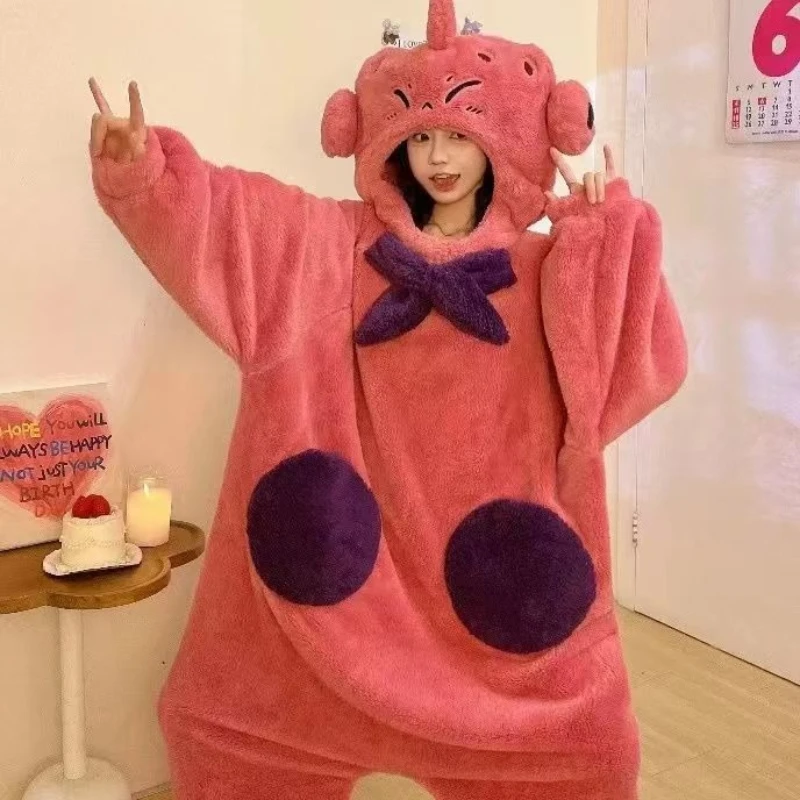 Dragon Ball Son Goku Vegeta Mr Buu Coral Fleece-Overall, hochwertiges, dickes und warmes Halloween-Cosplay-Kostüm für Paare, ideal für Herbst und Winter. – Detail 2