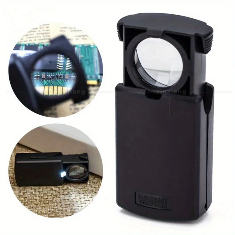 2Pcs Jewelry Magnifying Glass Led Loupe Magnifier Illuminated30x Pull-type Magnifier