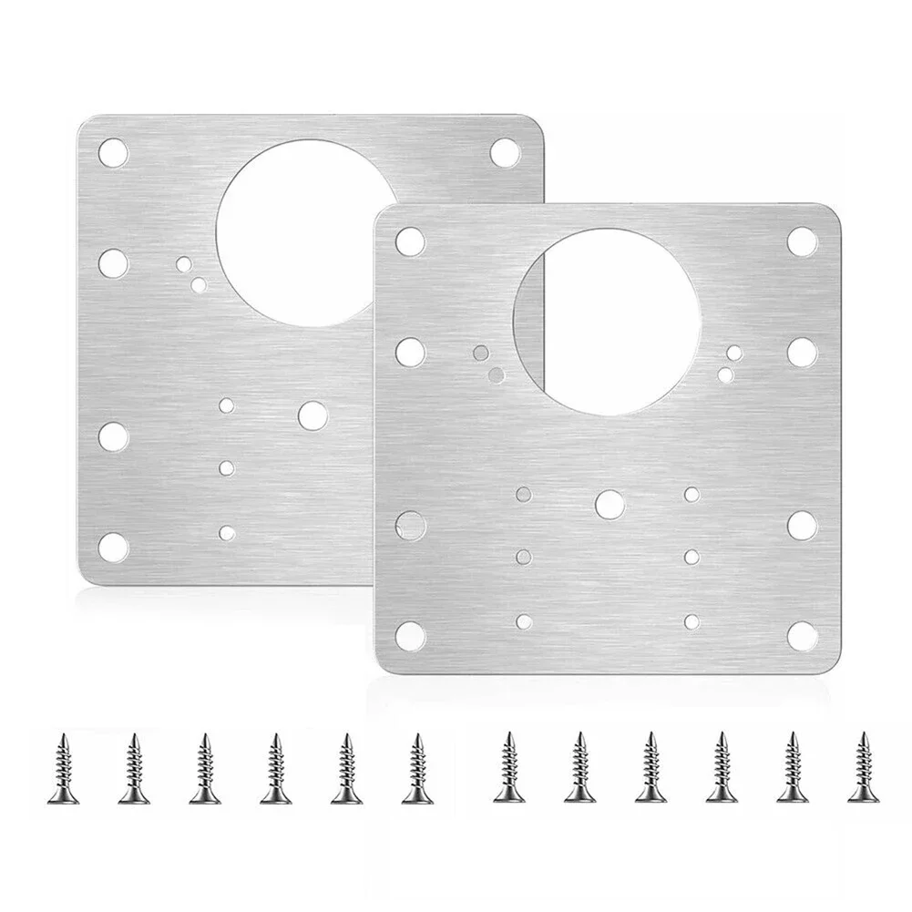 Repair Kit Hinge Plate 2 4 10 Pcs 9cm*9cm Door Drawer Stainless Steel Fixing Screws For Cabinet Kitchen Cupboard