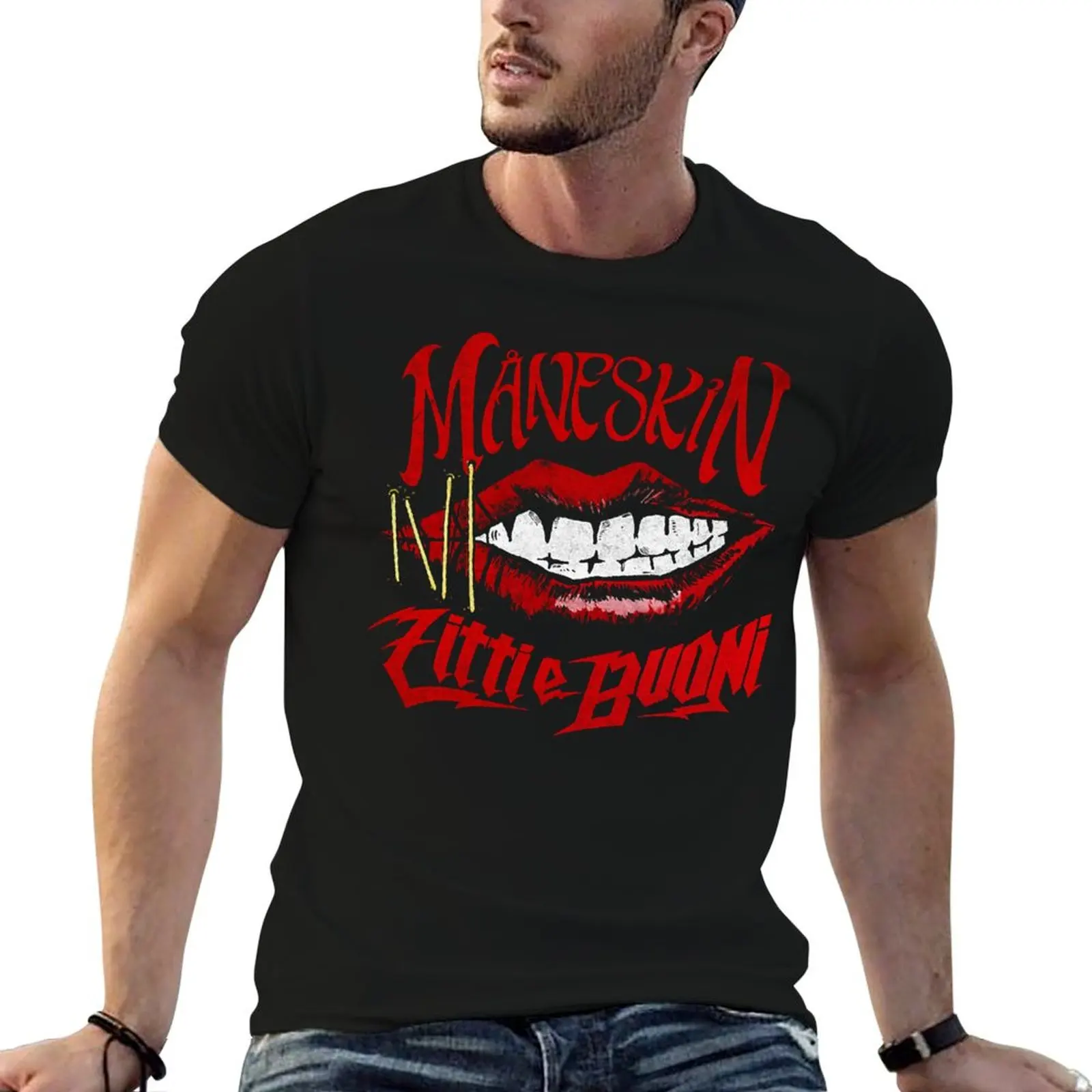 Selling Maneskin Vntage Fitted Scoop T-Shirt plus size clothes shirts graphic outfits for men