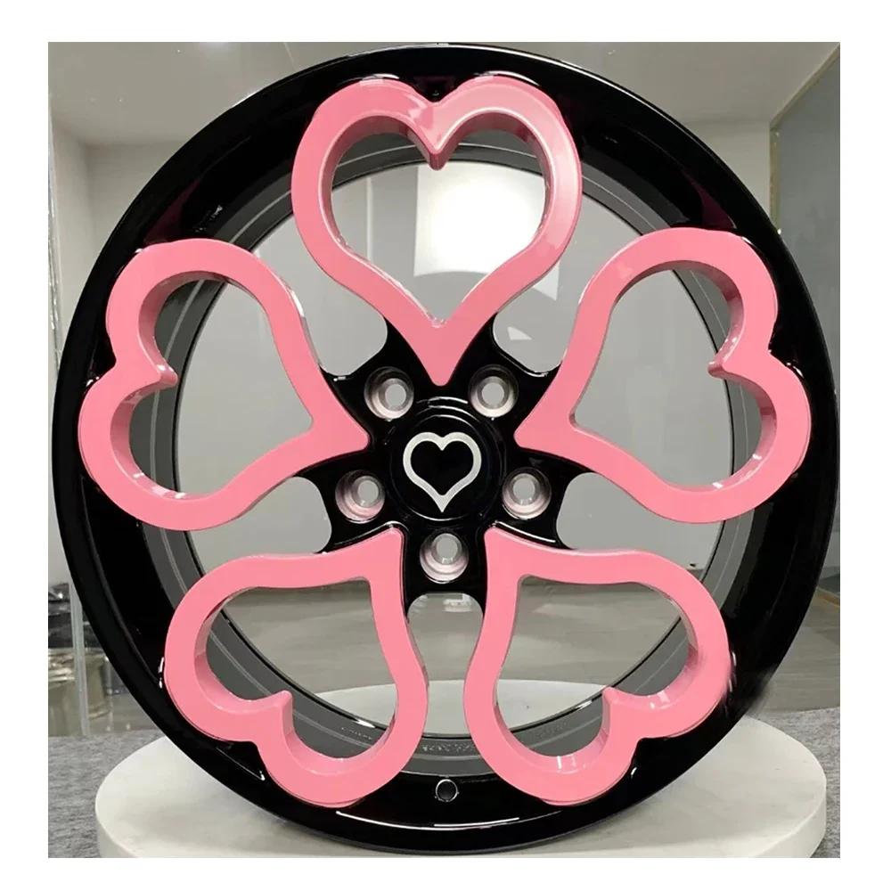 Pink Love Heart-Shaped Alloy Wheels Rims for Women 18 19 20 21 22 Inch forged wheels for  Bmw Audi Honda Civic Jeep