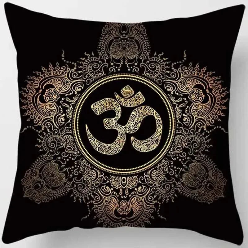 Exotic Symbols: Yin Yang & Om Pattern Pillows Pattern Cushion Cover Suitable for Sofa Bedroom Car Pillow Cover