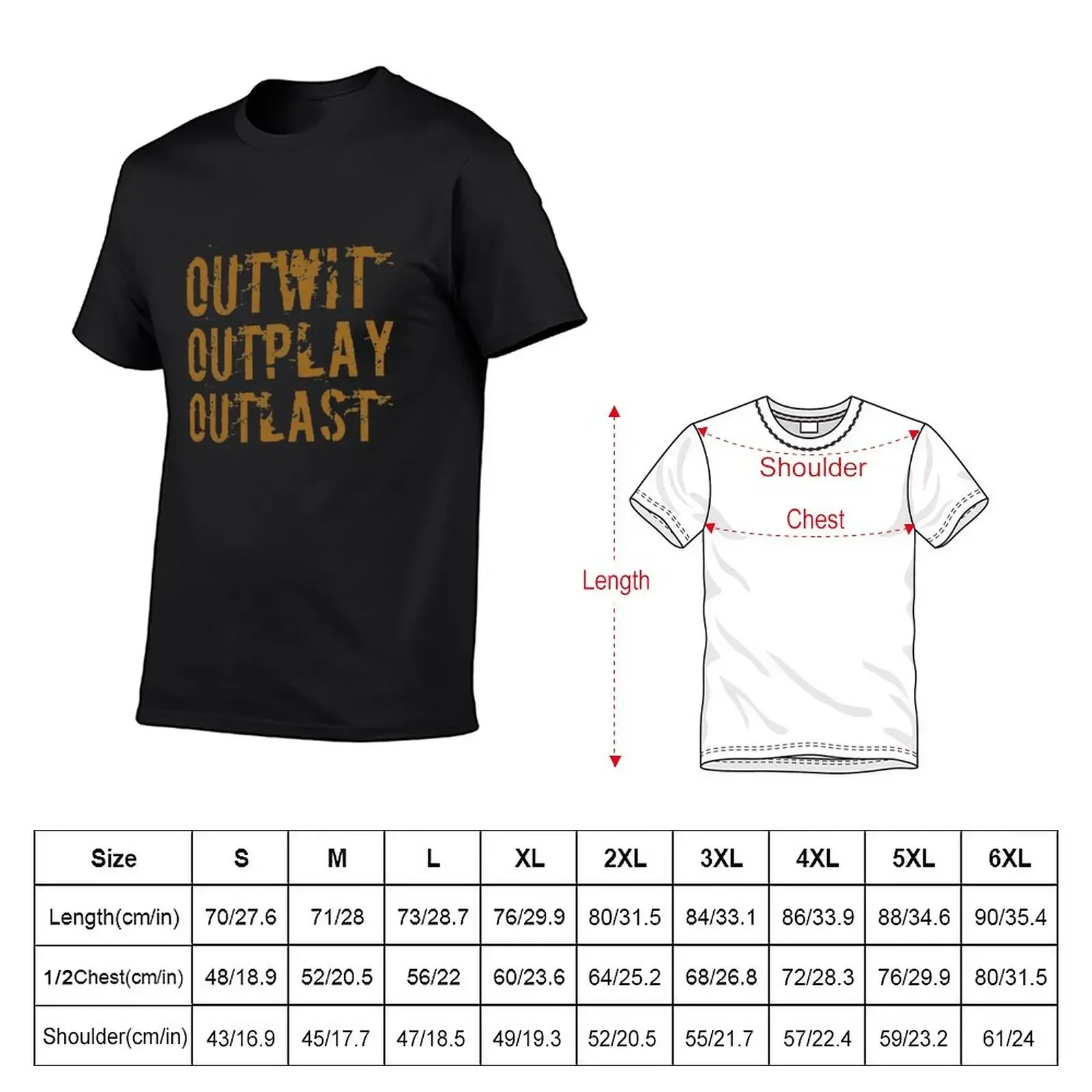 Outwit Outplay Outlast T-Shirt plus size tops new edition Aesthetic clothing mens workout shirts