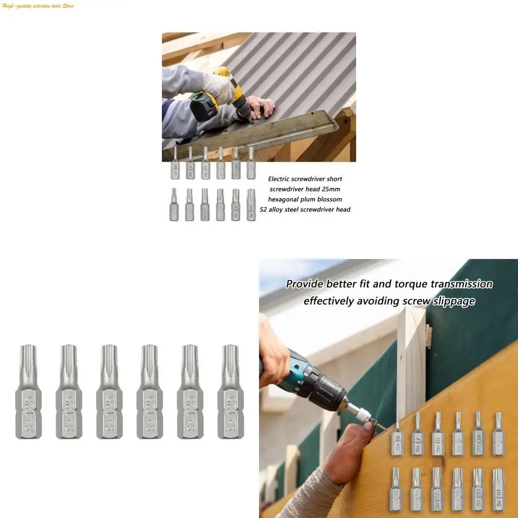 203F 6Pcs Industrial Hexagonal Security Bit Steel Assorted Screwdriver Bit Impact Bit Set