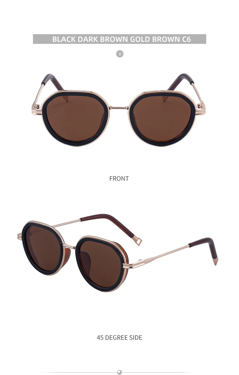 Runde Metallrahmen Punk-Sonnenbrille für Damen Vintage 2026 Luxus-Designer Sonnenbrillen Retro Elegante Schattierungen Modische Eyewear – Detail 16