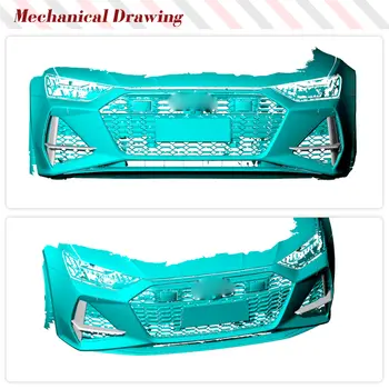 適用於Audi RS6 RS7 兩廂四門 2020-2021 年乾碳纖維汽車前保險桿進氣口裝飾條前擾流板風刀賽車車身套件 8 最佳銷售 奧迪RS6車身套件 - №3