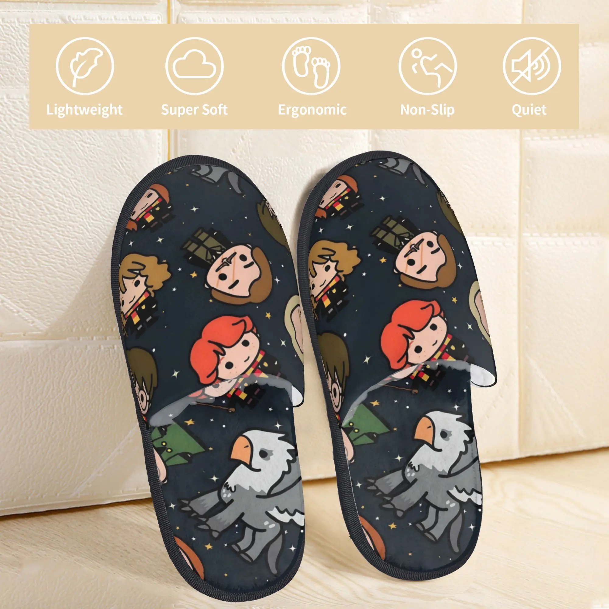 Custom Print Women H-Harryed Anime House Slippers Cozy Warm Halloween Witchcraft Memory Foam Fluffy Slipper Indoor Outdoor Shoes