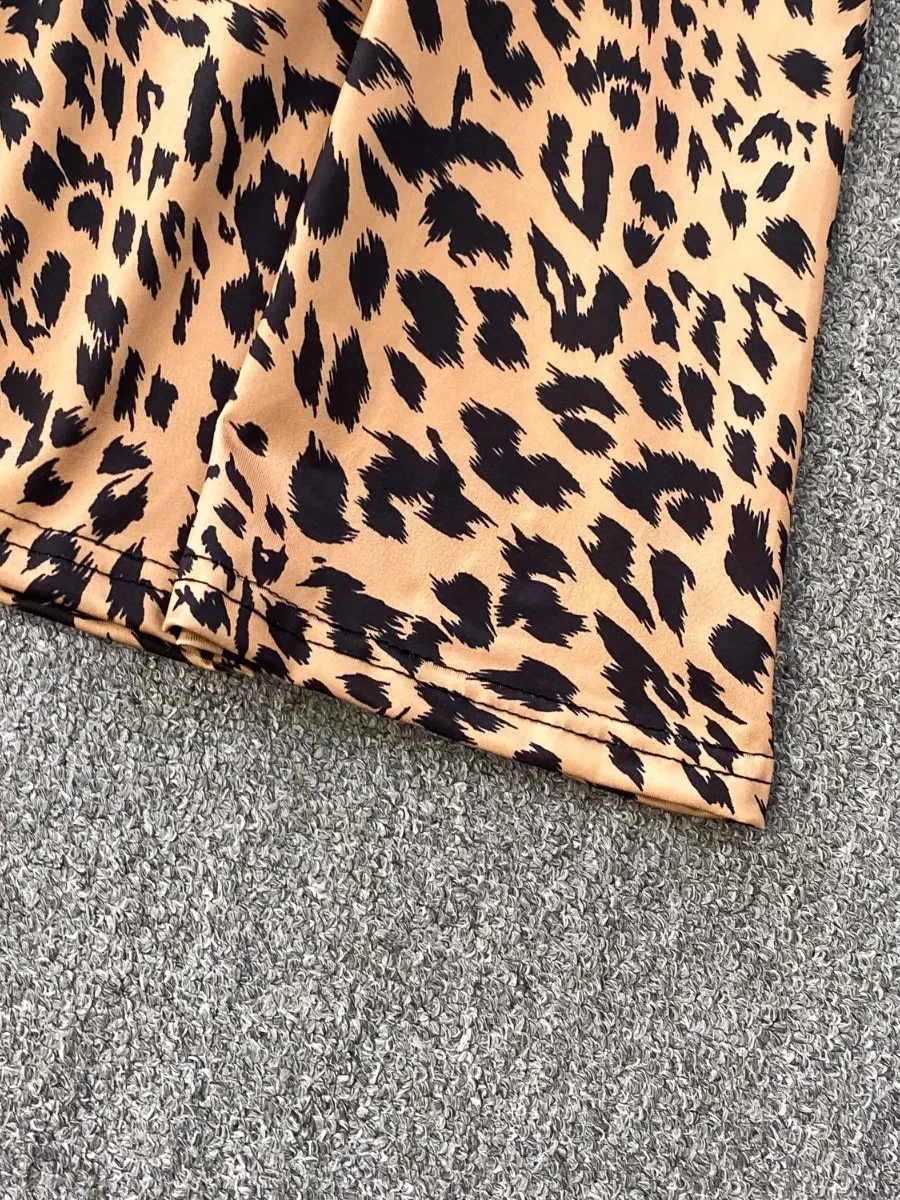 Foamlina فتاة مثير انقطاع التعادل ليوبارد الخامس الرقبة فستان بكتافة المرأة الصيف جديد ليوبارد طباعة عالية الخصر Bodycon فستان ماكسي