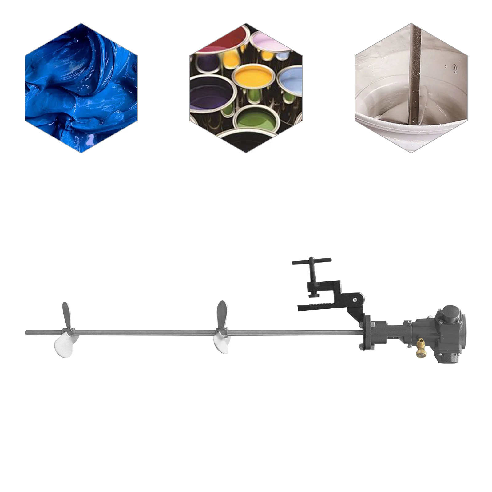 1/2 HP Pneumatic Paint Mixer 50 Gal Capacity, 50-2000 RPM, 304 Stainless Steel, Explosion-Proof for Industrial Coatings