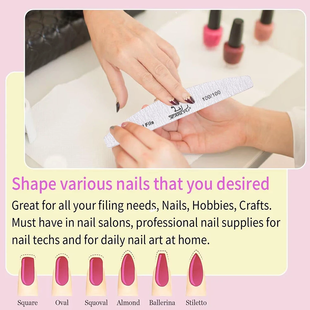 5 SZT. Dwustronne pilniki do paznokci do usuwania pudru, pilniki zakrzywione 80/80 100/100 100/180 150/180 180/240, akcesoria do paznokci, narzędzia do manicure