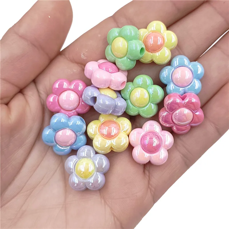 

10Pcs 16mm Acrylic UV Plated Dazzle Two Color Beads Flower Beads Jewelry Accessories DIY Bracelet Necklace Beaded Material