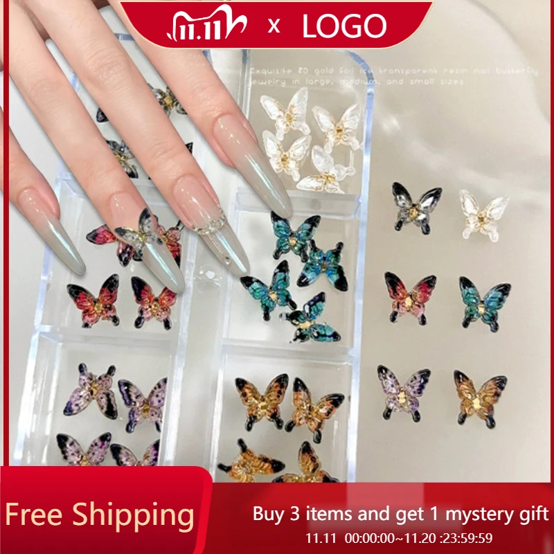 

Хрустальные бабочки, аксессуары для дизайна ногтей, трендовые 3D смолы, красочные мини-бабочки, сделай сам, украшения для ногтей ручной работы со стразами
