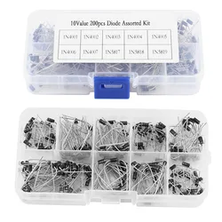 200Pcs/box 10Value Diode Assorted Kit Set 1N5819 1N5818 1N5817 1N4007 1N4006 1N4005 1N4004 1N4003 1N4002 1N4001 Rectifier Diodes