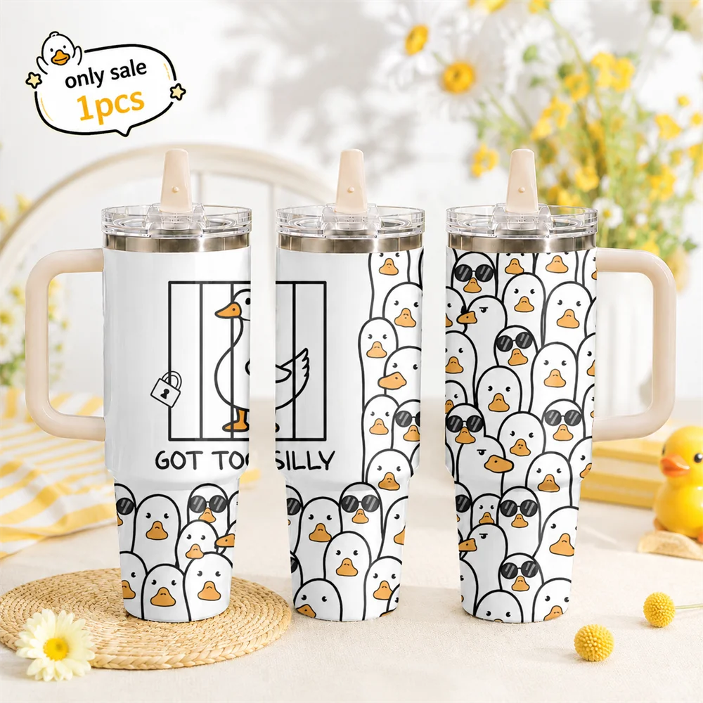 Got Too Silly Vacuum Flasks 40oz Tumbler with Handle and Straw Stainless Steel Vacuum Insulated Travel Coffee Mug Water Cup