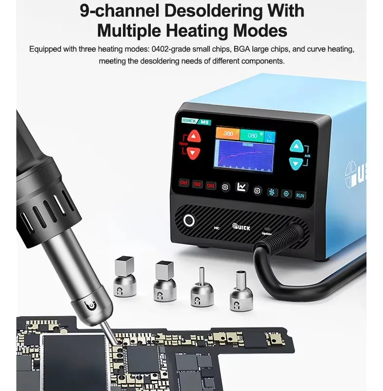 

Интеллектуальная станция для распайки QUICK M9, 9-канальная интеллектуальная распайка, интеллектуальное голосовое управление, используемое для технических работ