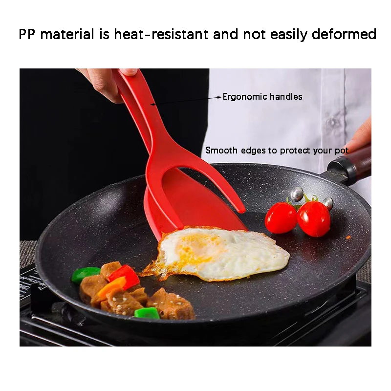 Spatule en Nylon 2 en 1 pour frire les œufs, cuisson du pain, des crêpes, du Steak, la friture en profondeur, rend la cuisine plus facile avec des outils de cuisine, 1 pièce