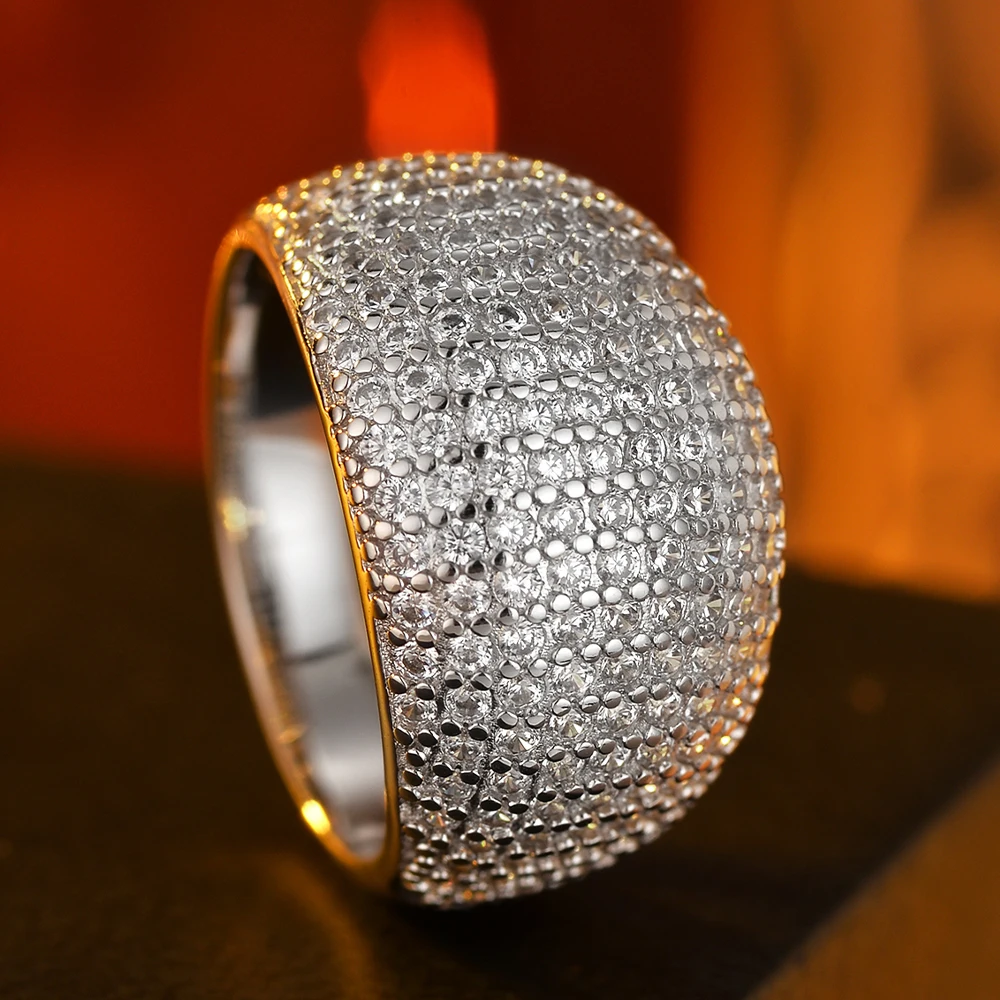 

925 Sterling Silver Women’s Ring, Luxuriously Fully Paved with 5A Grade Cubic Zirconia, Suitable for Daily Wear