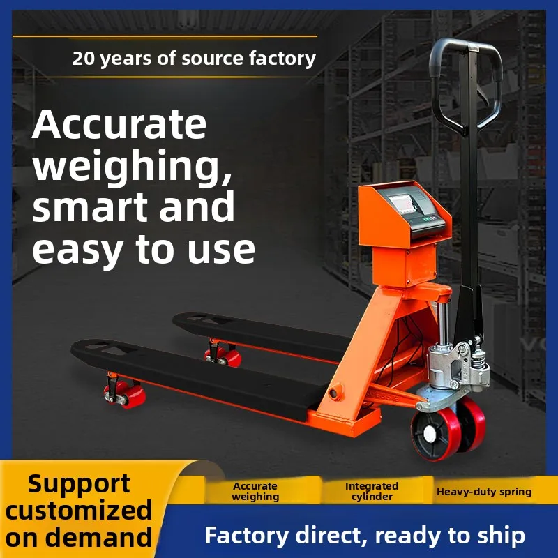 Forklift Scale Electronic Transporter Hand-Push Hydraulic Cart Manual 2-Ton/3-Ton Weighing Stock Nylon/Polyurethane Transpallet