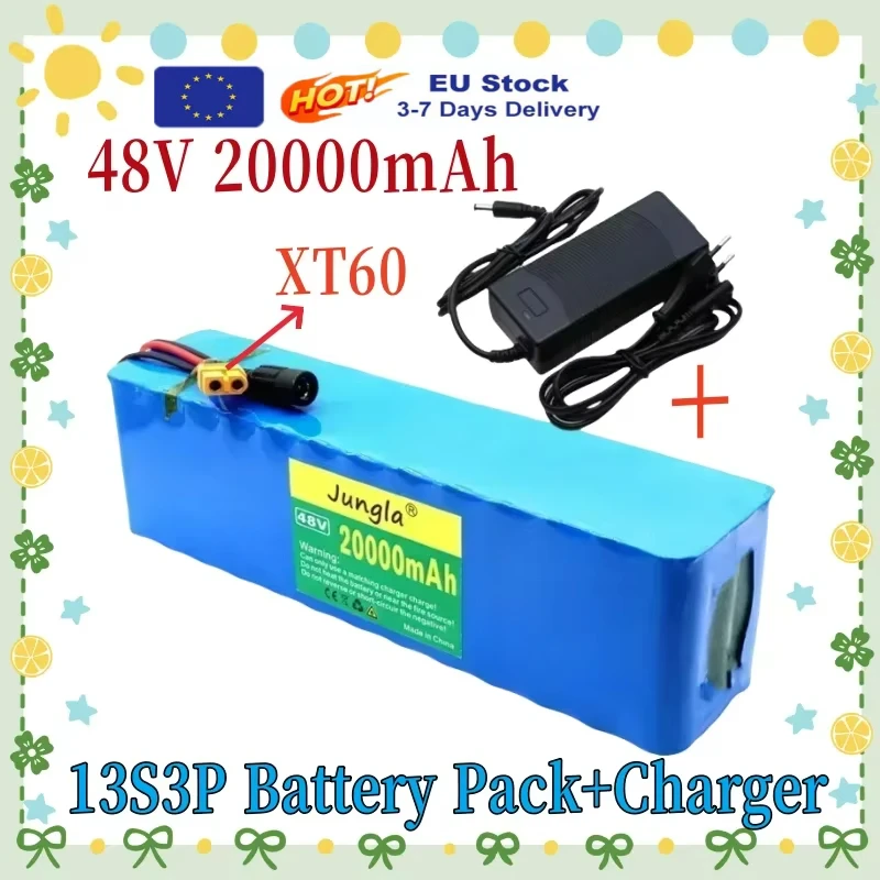 Nuovo originale 48v 20Ah 2000w 13S3P 20000mah batteria agli ioni di litio 54.6v batteria agli ioni di litio scooter elettrico con BMS + caricabatterie