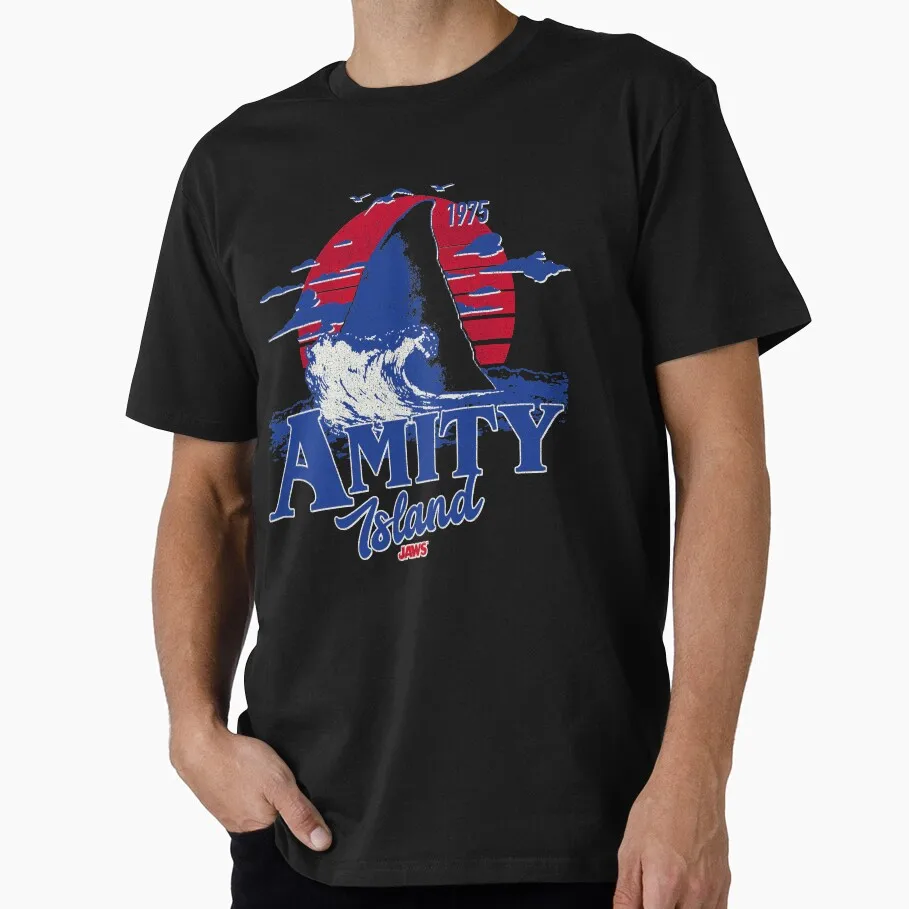 Jaws Horror Movie Halloween Gift T Shirt Vintage Amity Island Great White Shark Graphic Tops Unisex Short Sleeve Streetwear Tees