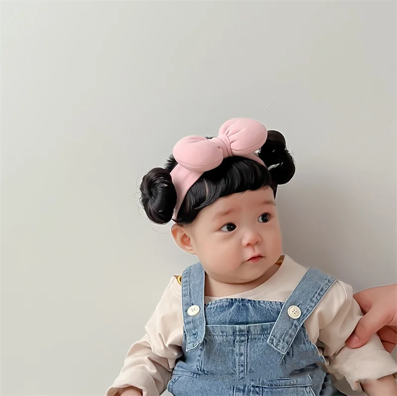 New Year Hair Accessories Cute Bow Baby Girl Wig Hat Hairpiece Christmas Newborn Children Kids Girls Cosplay Headbands Headwear