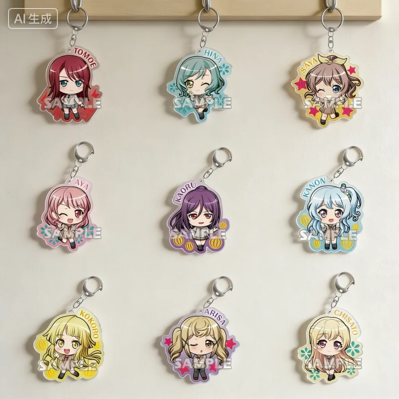 BanG Dream! Акриловые брелоки-подвески Toyama Kasumi Ran Mitake: милые украшения для сумок, подарки для отаку, аксессуары, праздничные сувениры