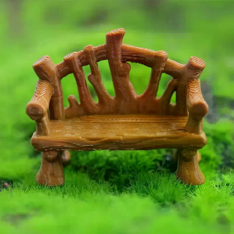 Mini Fairy Dream Wooden Bench Model Realistic Texture Furniture Ornament For Dollhouse Decor Sand Table Photo Shooting Props
