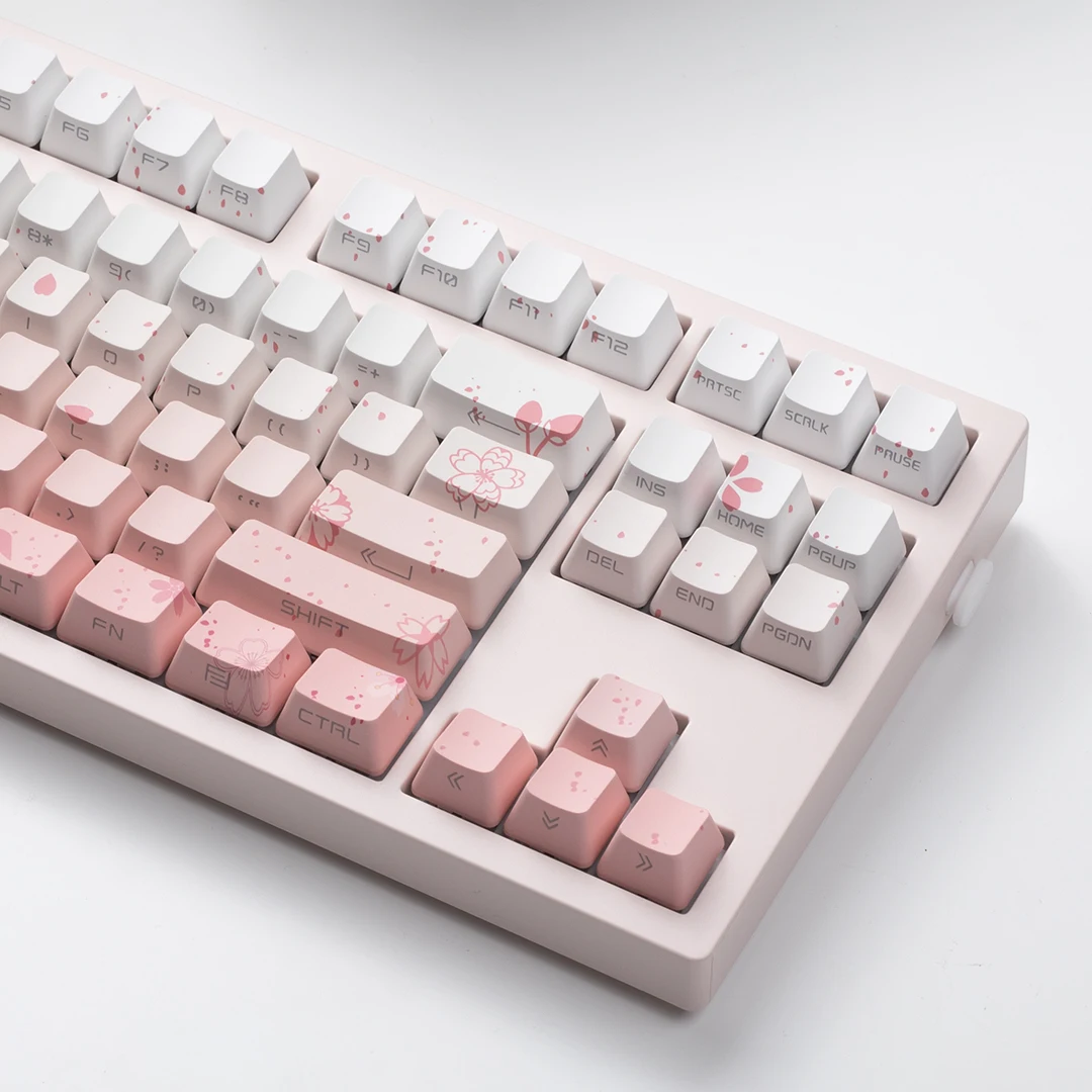 Imagem -04 - Jkdk Estúdio Sakura Colorido Keycaps Side Print Backlit Oem Perfil para 61 68 84 87 104 Teclas Cereja mx Interruptor Teclado Mecânico