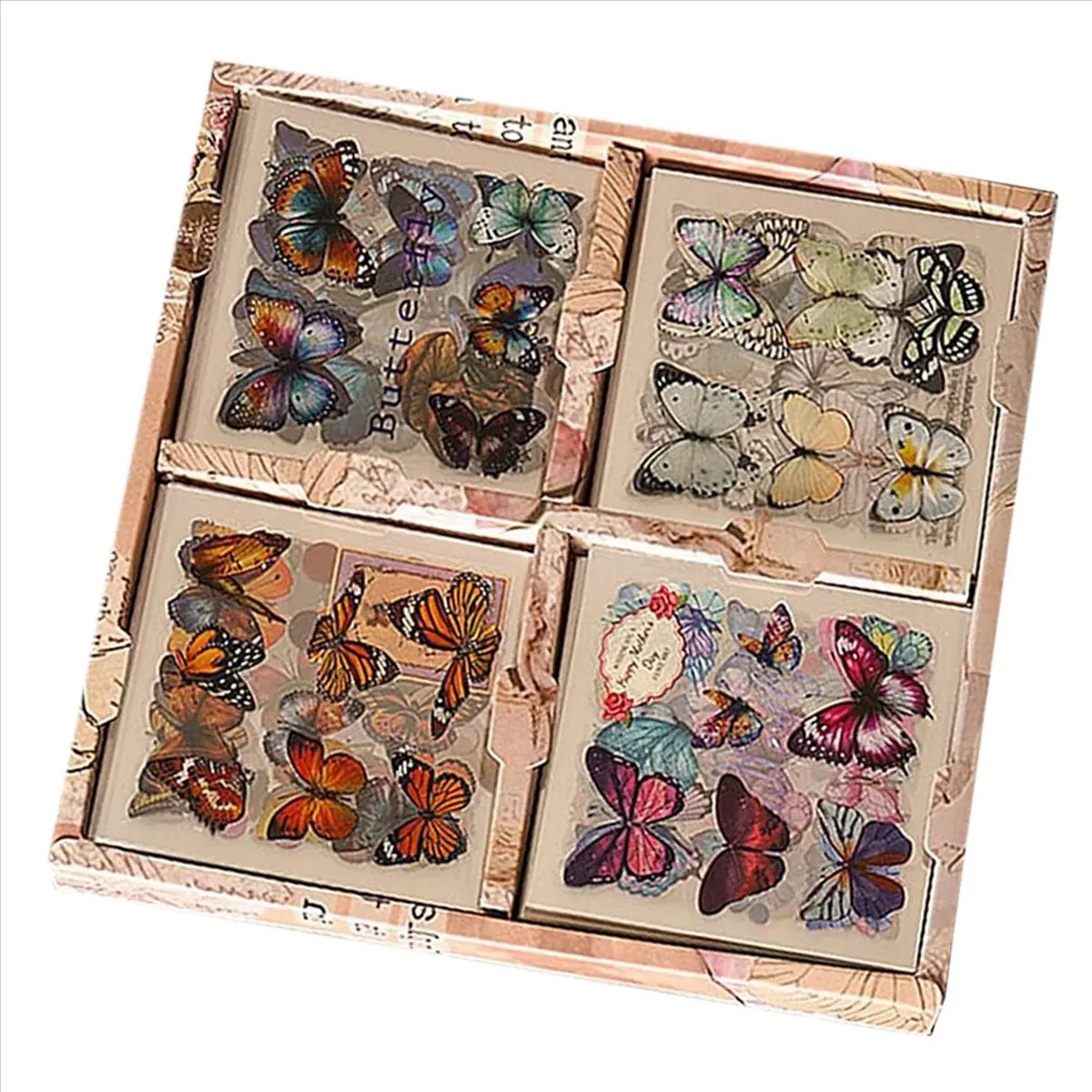 

【КУУПОН!】{0}200 листов винтажные наклейки для скрапбукинга с бабочками и растениями для нежелательных журналов, крыльев бабочки