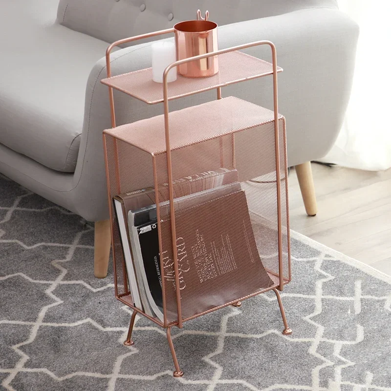 

Metal Storage Rack Luxury Magazine Shelf Bedside Book Stand Pink Gold Storage Shelves Elegant Organization Rack New Arrivals