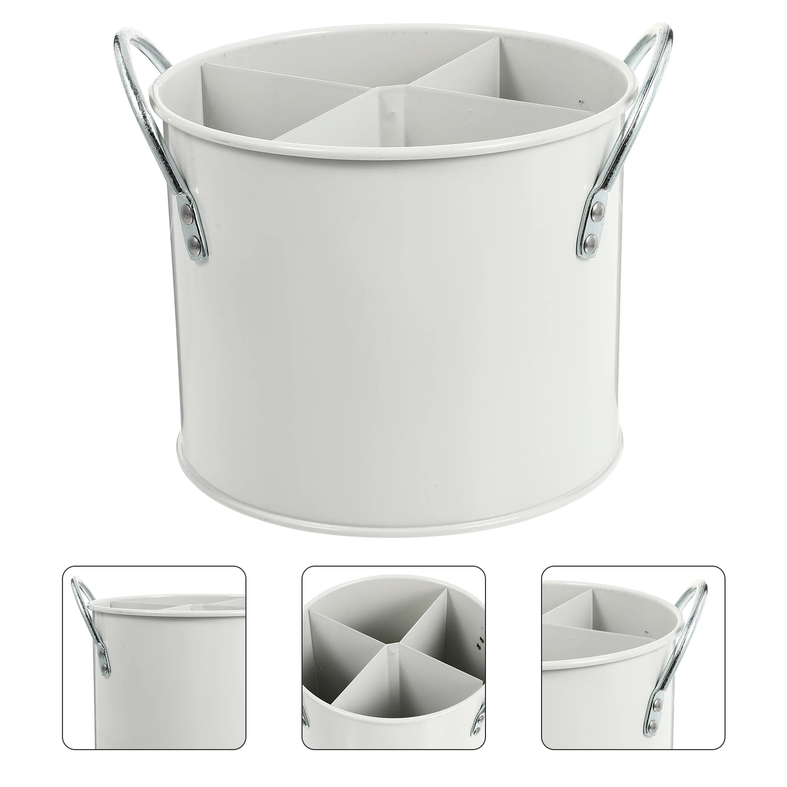 

1pc Iron Tableware Storage Cylinder Kitchen Organizer Bucket Drainage Design Household Multifunctional Storage Cage Baking Jar