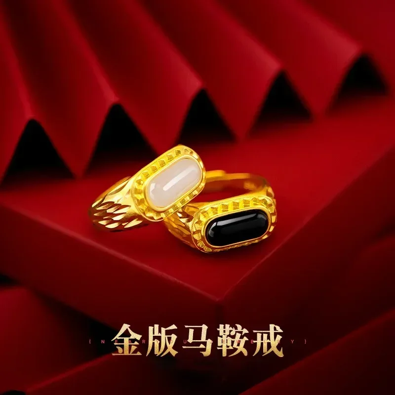 9999 Real Gold 24K Men's Saddle Opening Ring Pure Gold Live Ethnic Style Ring