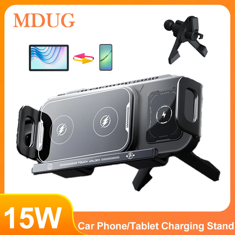 

Universal Car Phone Wireless Charger Holder 15W Fast Charging Rotable for Samsung Galaxy Fold 6 5 4 Z Flip S25 S24 iPhone 16 15