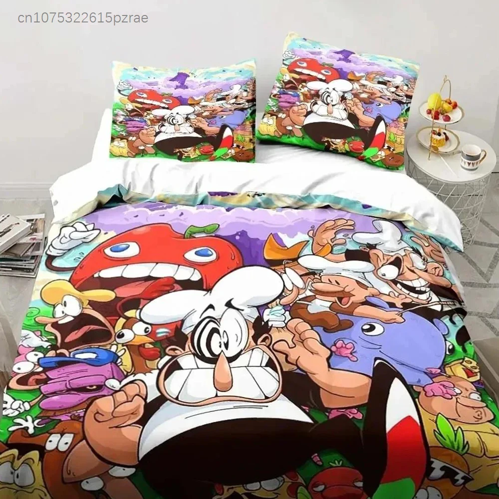 Pizza Tower Classic Pixel Style Game Bedding Set Bedroom Soft Modern Bedspreads Comefortable Duvet Cover Quilt Cover Pillowcase