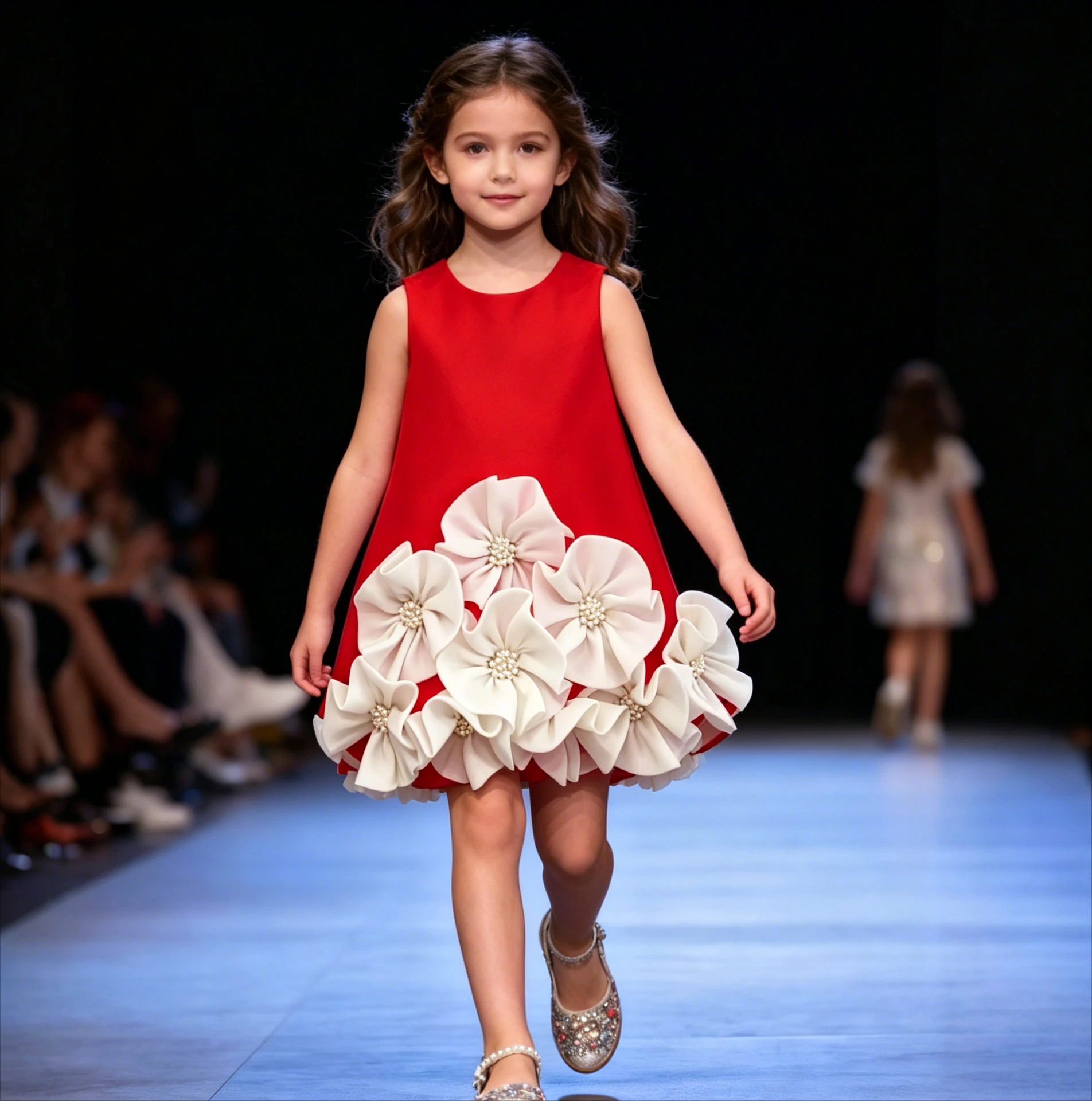 Fashion Girls Princess Dress Temperament 2026 New Heavy Industry Three-dimensional Pearl Flower Girls Dress
