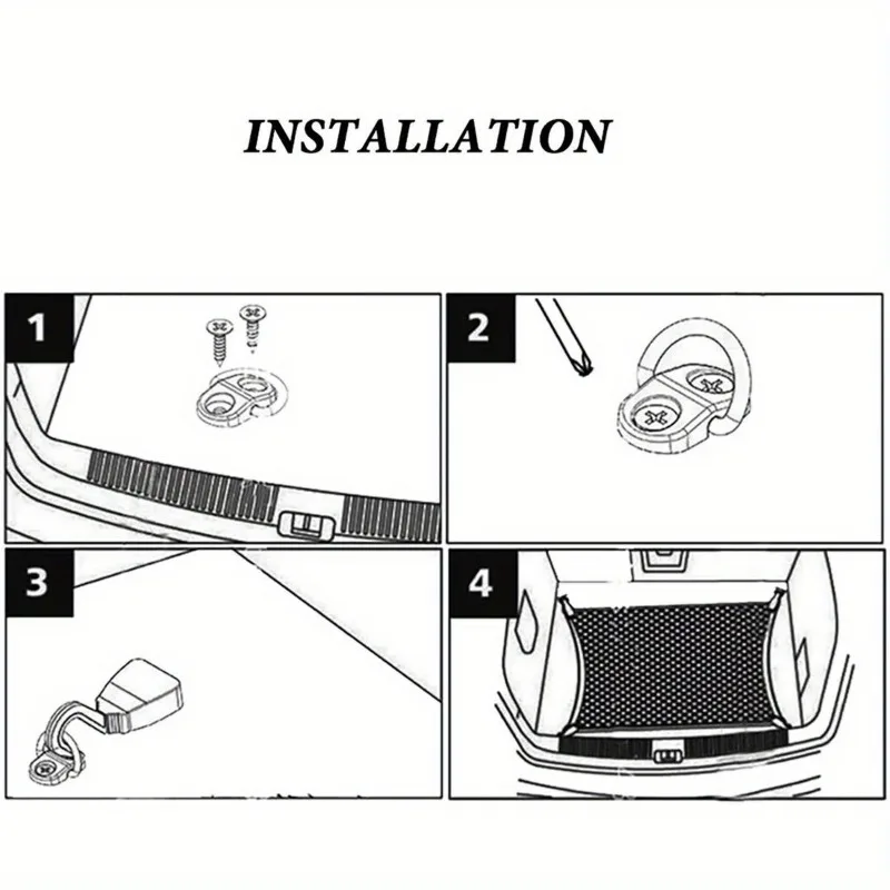 4sets Cargo Net Floor Hook Accessories Rear Trunk Boot Cargo Floor Net Tie Down Hook Ring Loop Hanging Flat Screen Net Fixing