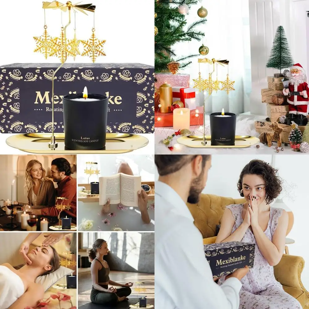 

Birthday Gifts for Women, Unique Snowflake Candle Gift for Mothers, Sisters, and Best Friends.Rotating Scented Candles with Plat